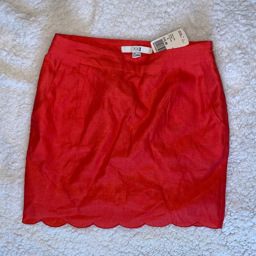 NWT Forever 21 Linen Mini Skirt | Scallop Hem